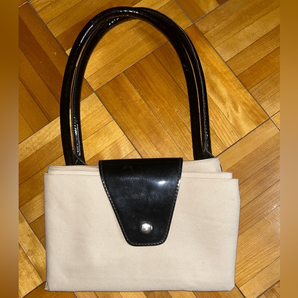 Small FOLDABLE overnight shoulder cream tote Bag - Picture 4 of 8